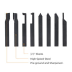 Jerax tools 3/8" HSS Tool Bit Set Turning Facing 8 Pcs