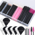 Disposable Makeup Accessories with Makeup Applicators Triangle Makeup Puffs, Mascara wands, Disposable Lip
