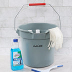 6-Pack 14 Quart Plastic Cleaning Round Bucket with Handle, Gray
