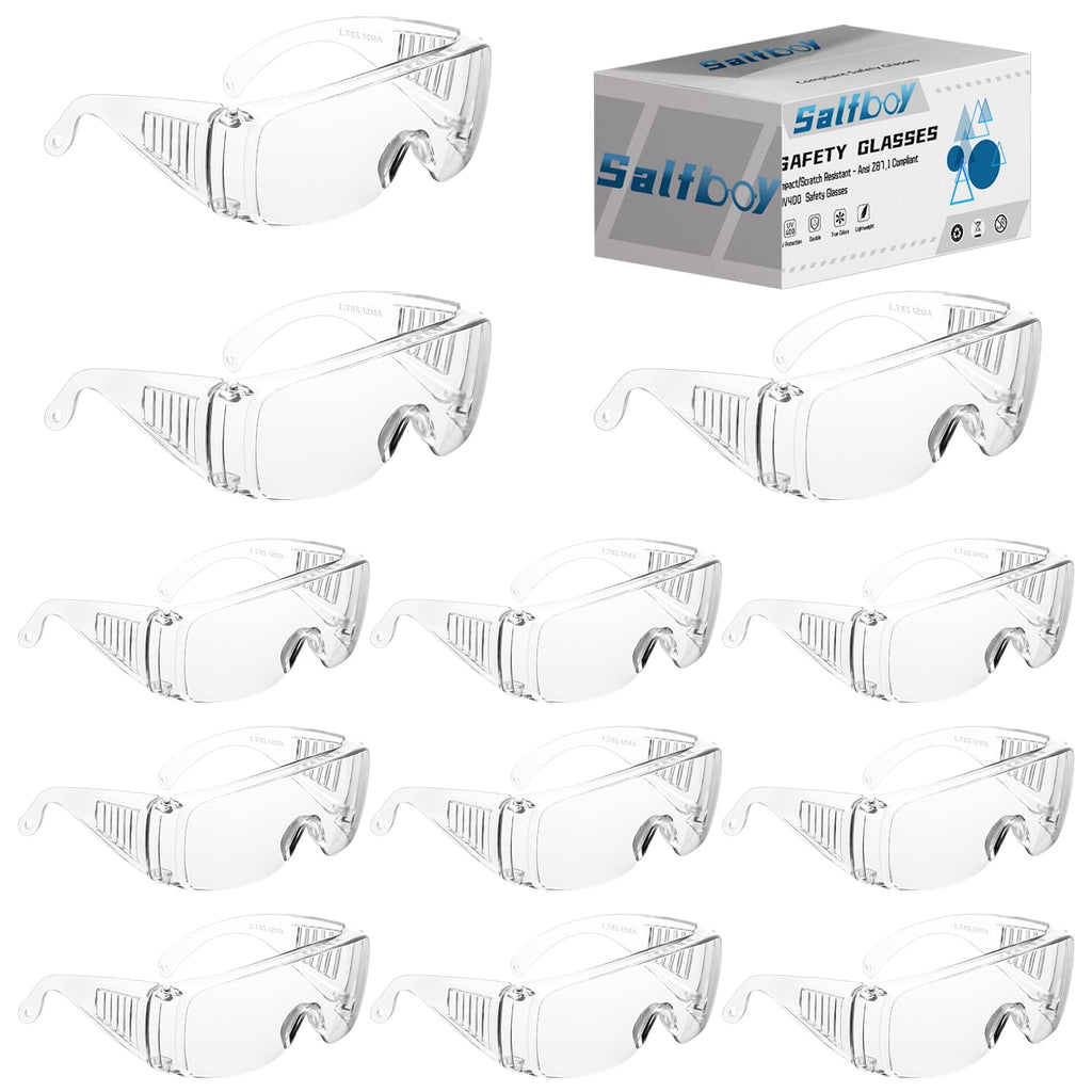 12 Pack Safety Glasses Over Eyeglasses, Anti-Fog Protective Goggles