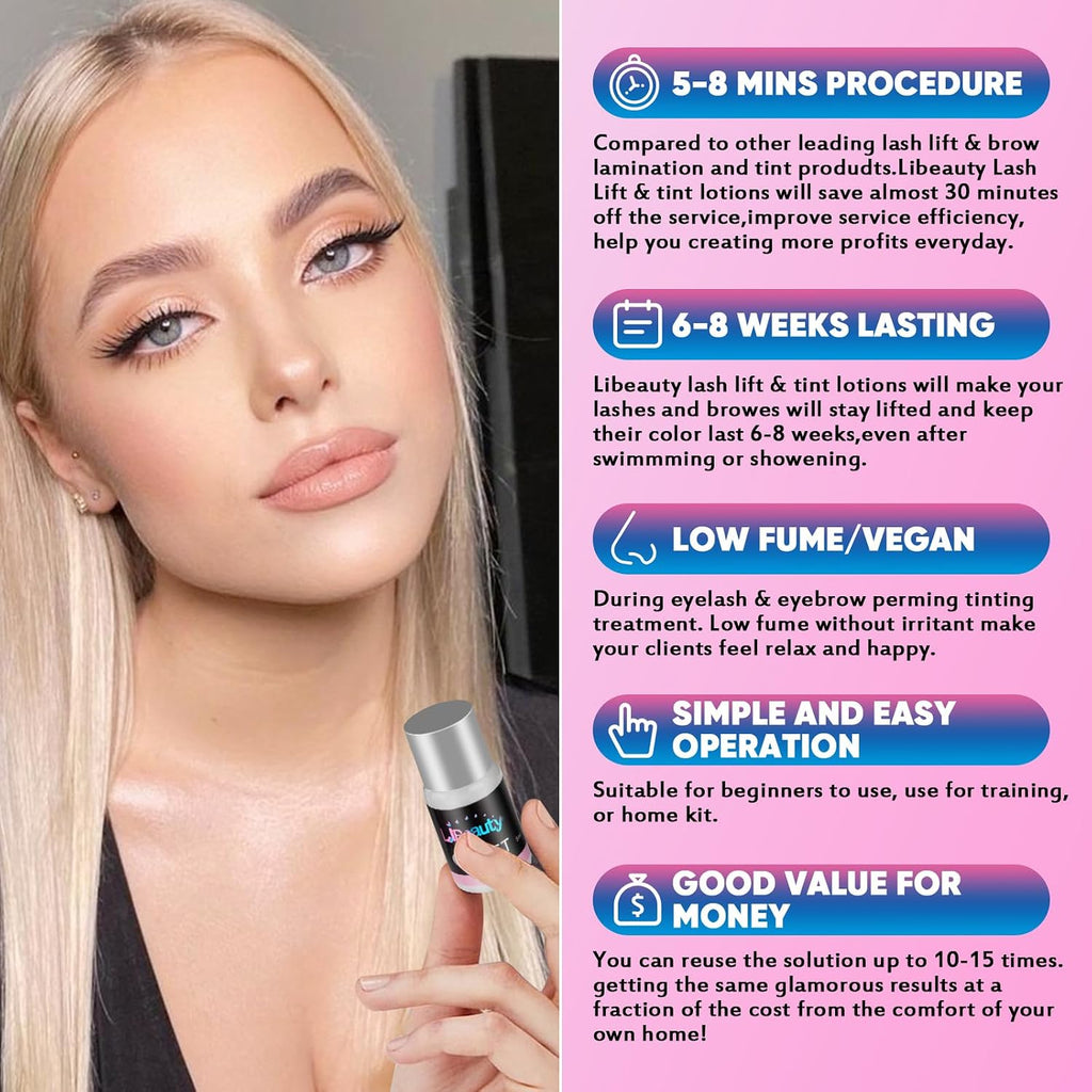 Lash Lift and Black Color Kit, Brow Lamination Kit with Color | Lash & Brow Perm/Coloring Kit with Lash Lift Glue