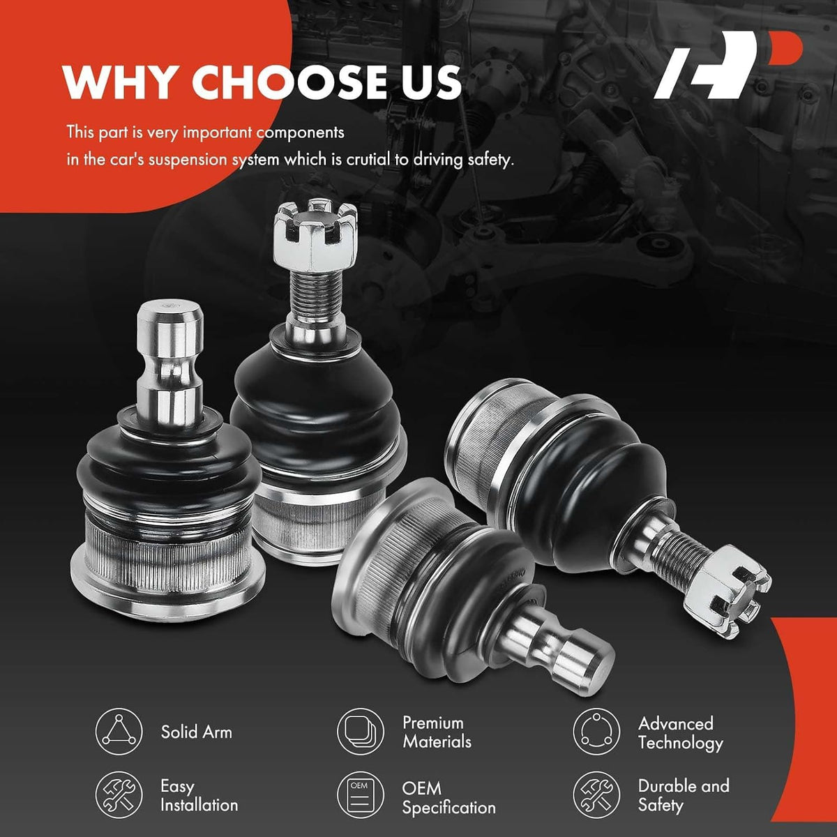 A-Premium Front Upper & Lower Ball Joint Kit, Compatible with Chevy, GMC