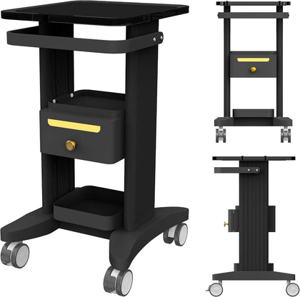 Professional Medical Cart | 3-Tier Rolling Trolley with Drawers | 198 lbs Capacity | Portable Utility Cart for