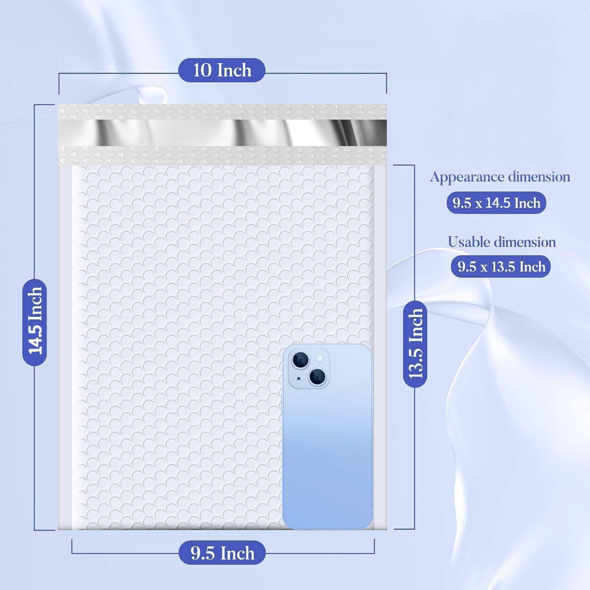 White Bubble Mailers 9.5x14.5" 25 Pack Large Opaque Padded Envelopes