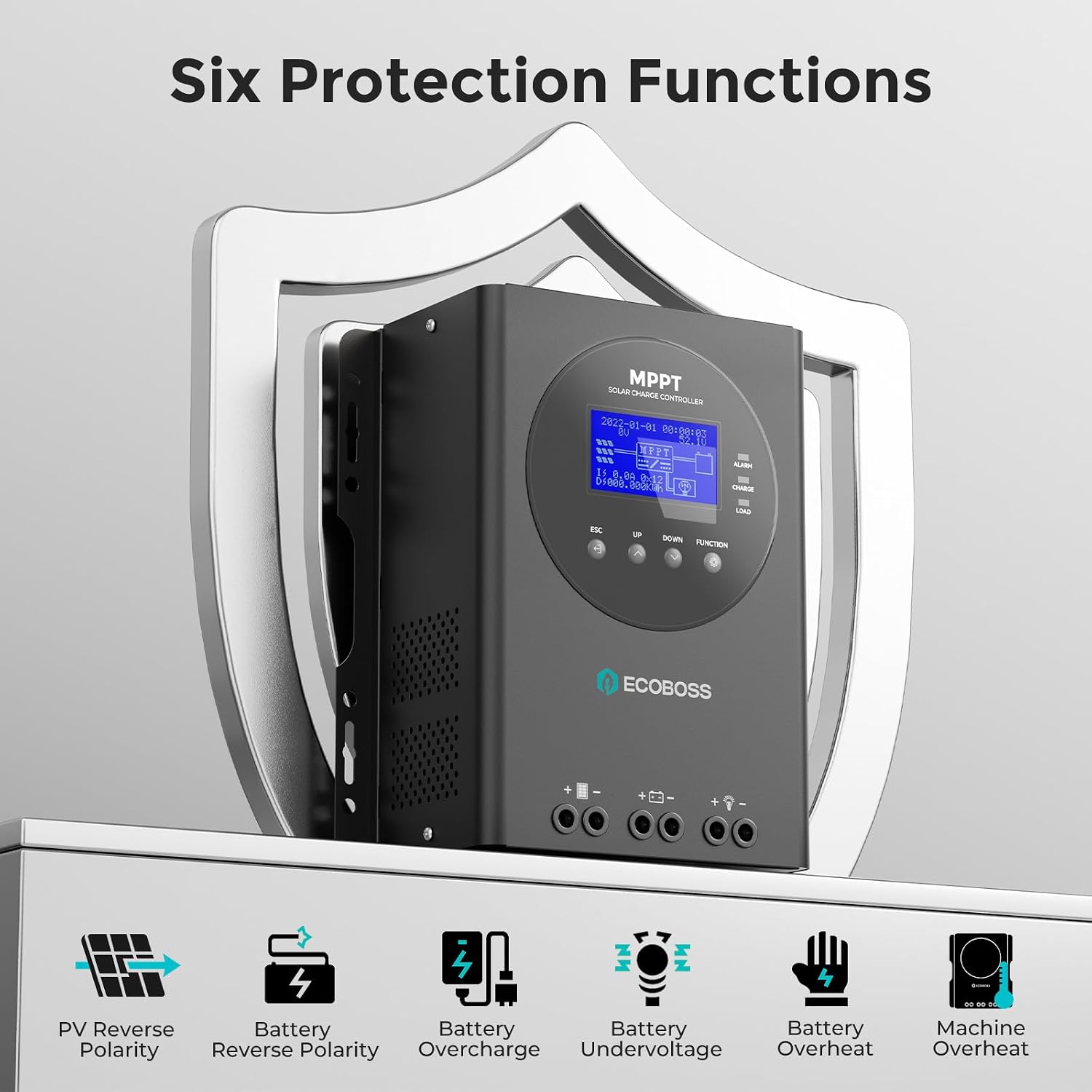 60A MPPT Solar Charge Controller 12V/24V/36V/48V Auto, Max 150V PV Input, LCD Display, Adjustable Parameter Solar