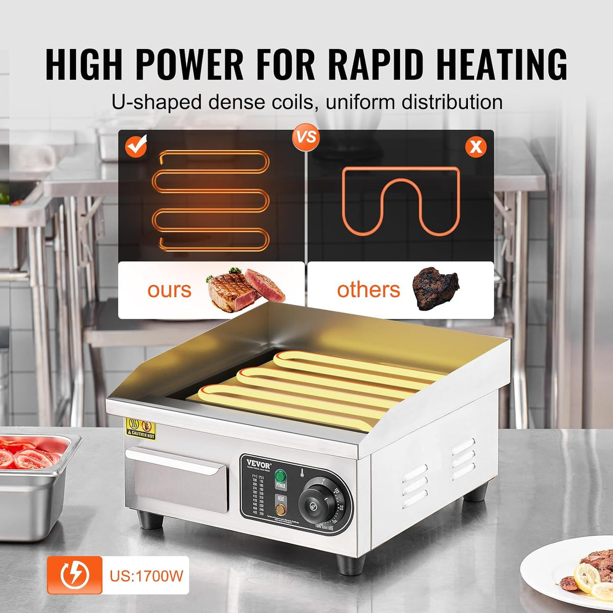 Commercial Electric Griddle, 14", Countertop Flat Top Griddle
