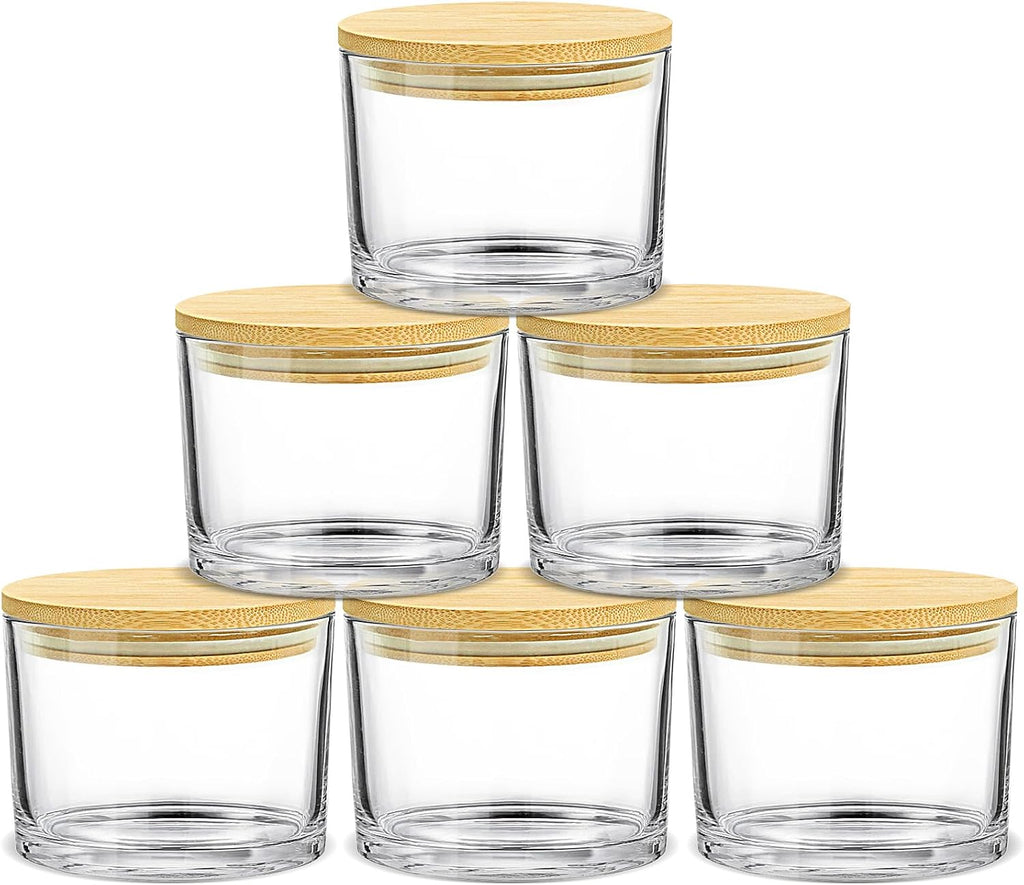 16oz Candle Jars 6Pcs, Clear Glass Candle Making Jars With Lid Bulk | 3 Wick Large Empty Candle Making Vessels with