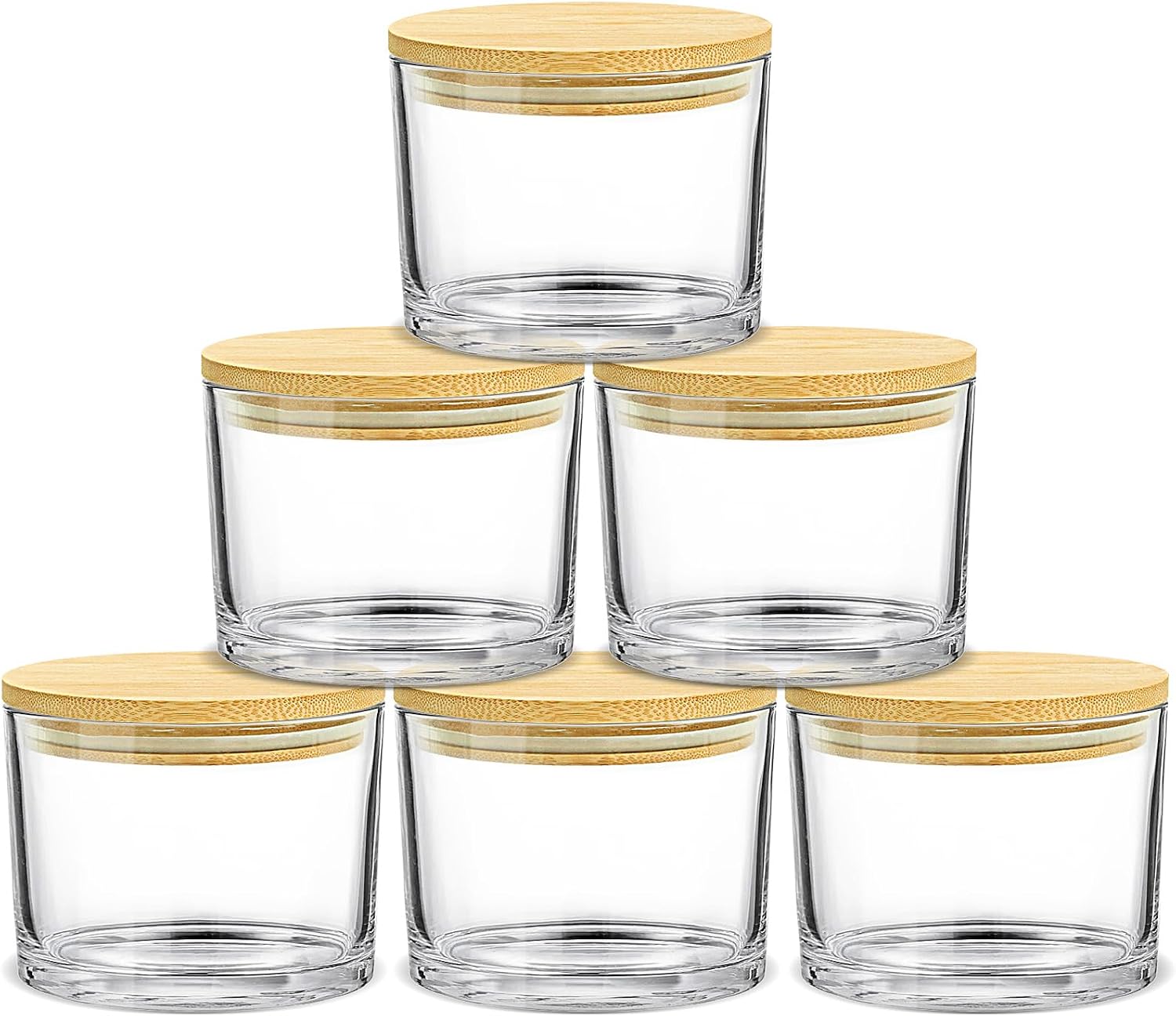 16oz Candle Jars 6Pcs, Clear Glass Candle Making Jars With Lid Bulk | 3 Wick Large Empty Candle Making Vessels with