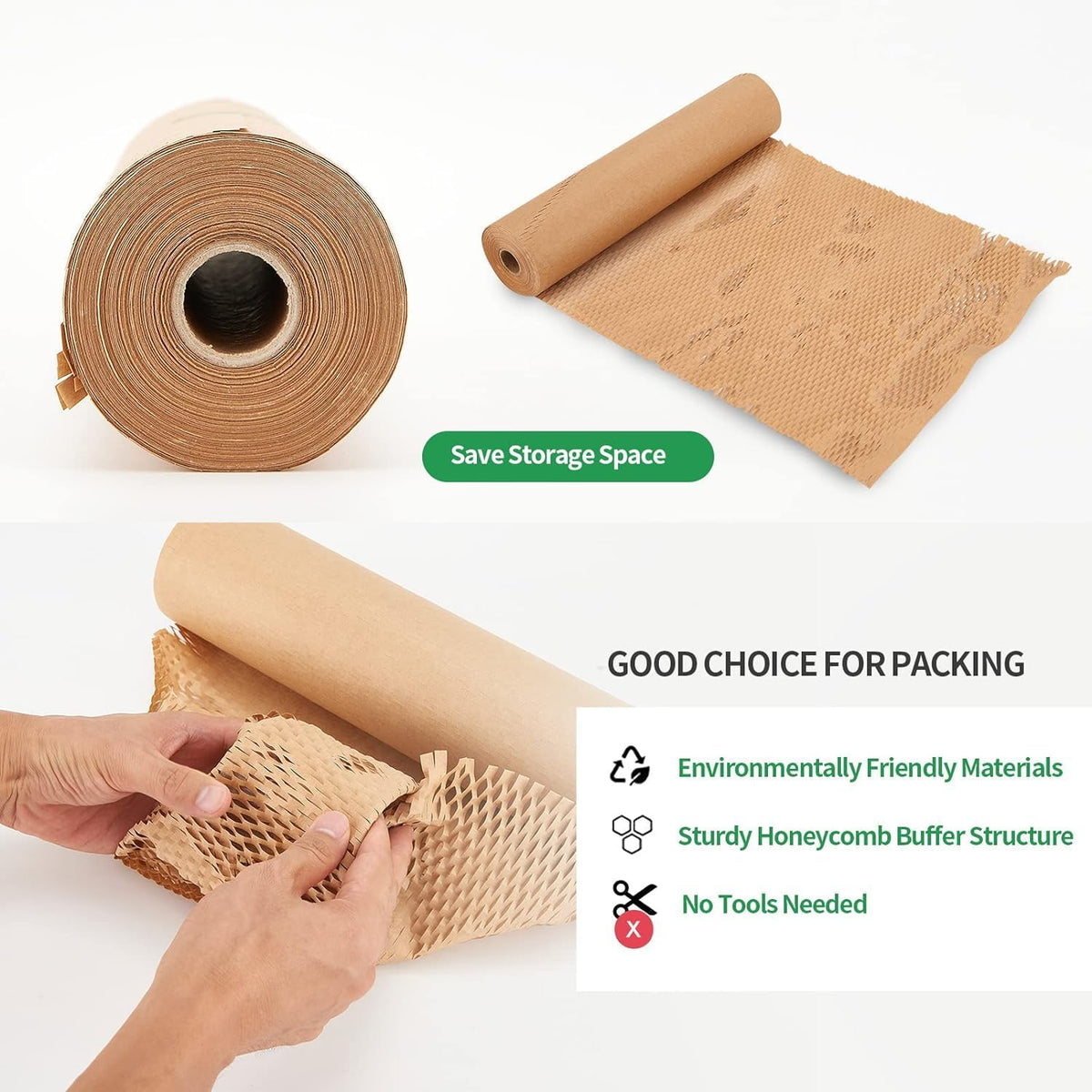 Honeycomb Packing Paper, 15" x 300' Packing Paper Substitute Alternative for Bubble Cushioning Wrap for Moving