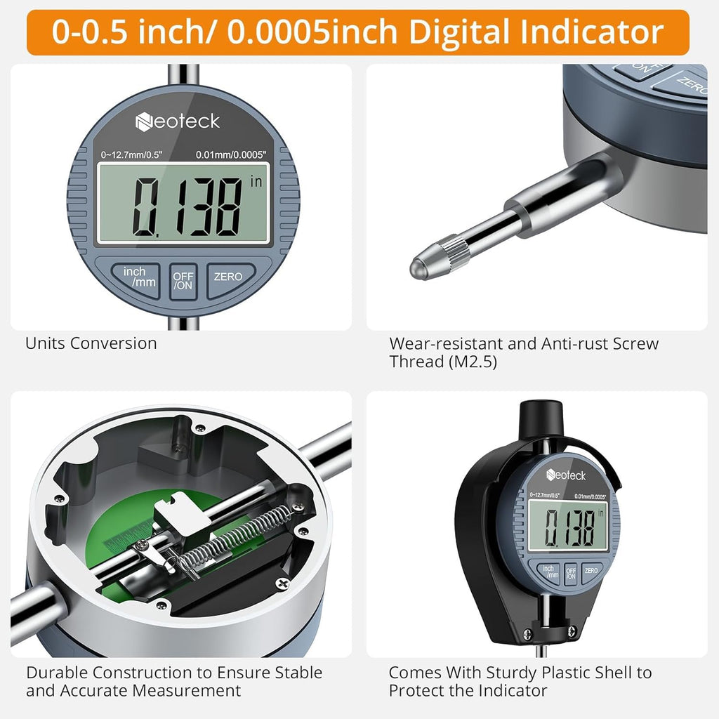 Neoteck Digital Dial Indicator Bore Gauge, 0.7"-6"/0.0005" Measuring Range