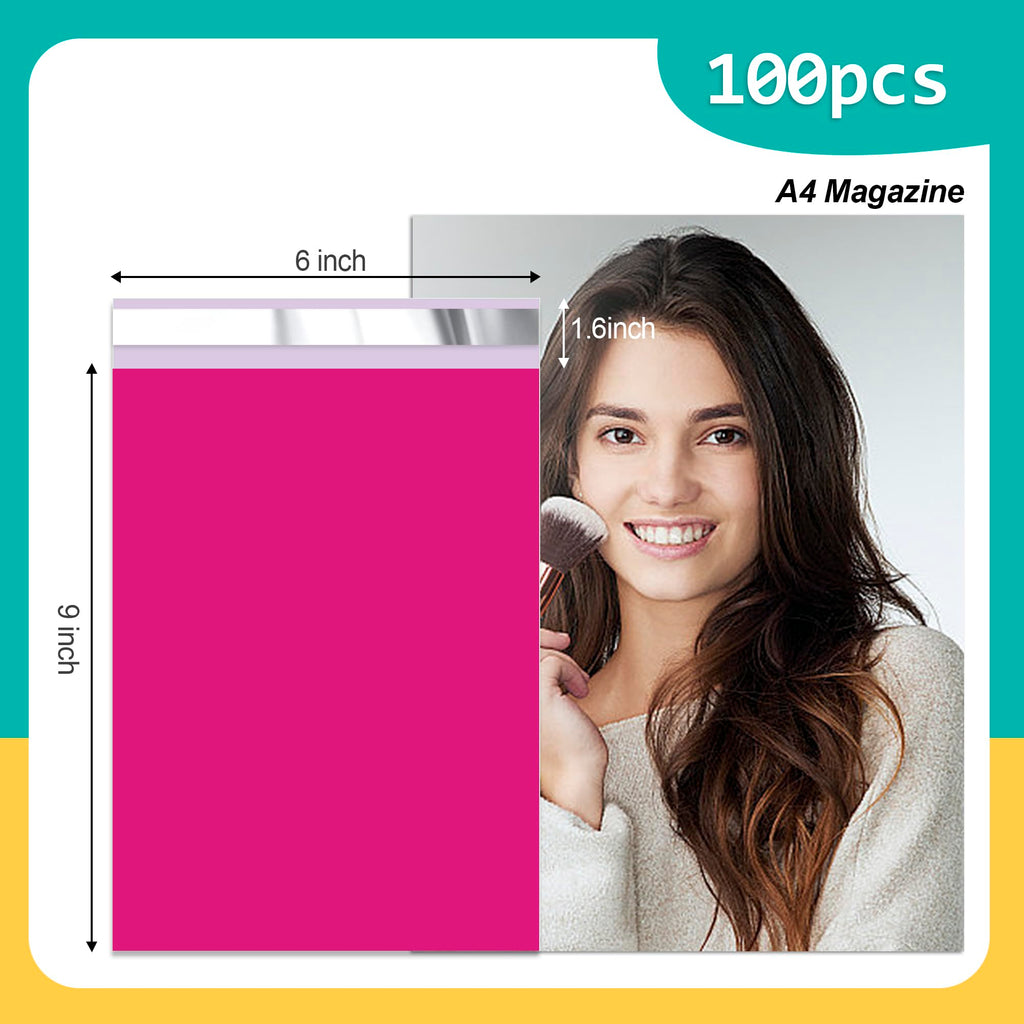 Poly Mailers 9x12 Inch, 100 Pack, Rose Red Shipping Bags, 2.4 Mil