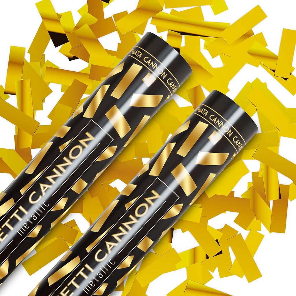 Confetti Cannons Confetti Poppers 5 Pack,15 Inch Gold Party Poppers Confetti Shooters, WORKKEEP Yello Confetti Pop