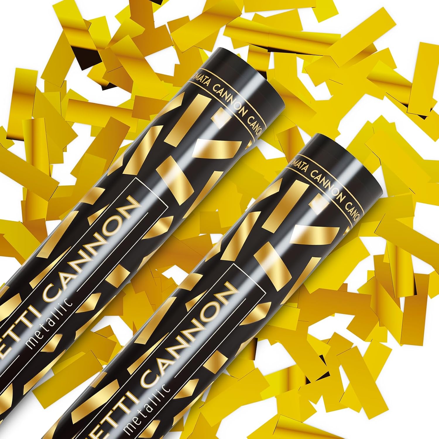 Confetti Cannons Confetti Poppers 5 Pack,15 Inch Gold Party Poppers Confetti Shooters, WORKKEEP Yello Confetti Pop
