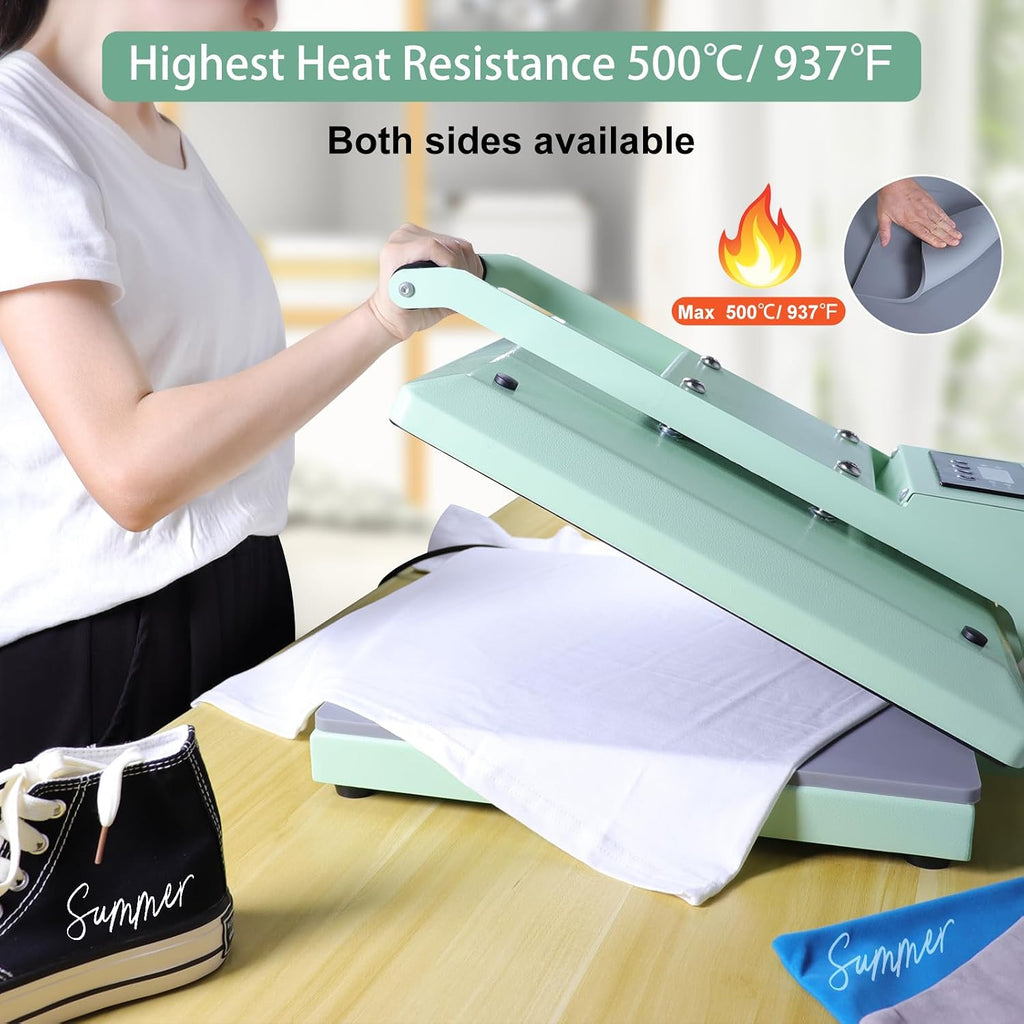 Heat Press Mat Silicone 15x15 inch, Heat Press Pad Resistant Fireproof 0.34in Thickness, Double Sided Easy Washable