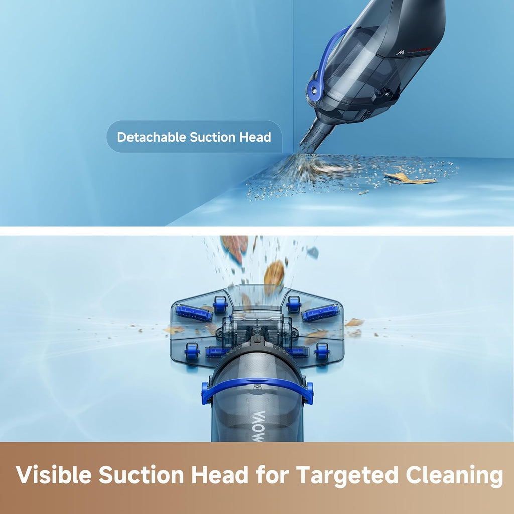 Handler V10 Cordless Pool Vacuum, 18.5 GPM Suction, Transparent Suction Head & 5.9ft Telescopic Pole and Skimmer Net
