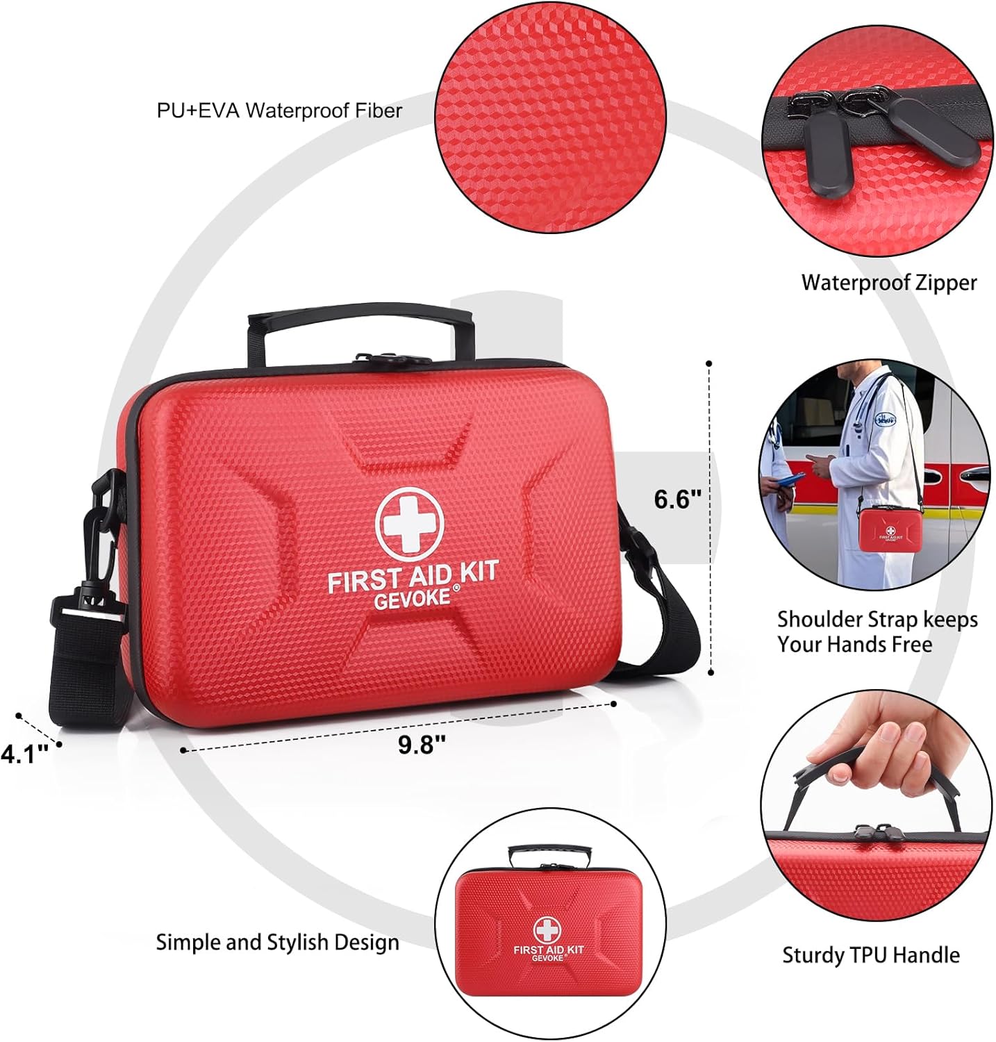 410 Piece Waterproof Hard Shell First Aid Kit for Home, Car, Travel, Camping, Truck, Hiking, Sports, Office, Vehicle