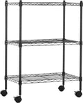 3-Shelf Adjustable Heavy Duty Storage Shelving Unit on 2" Wheels, Metal Wire Rack for Garage, Utility Shelving with