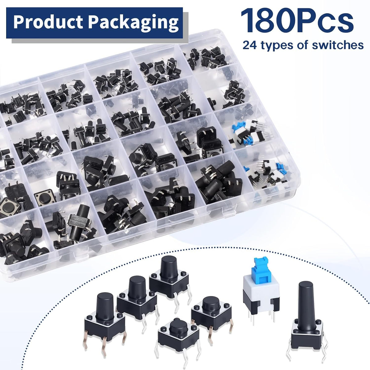 24Values Tactile Push Button Switch Kit Micro Tact Switches Set