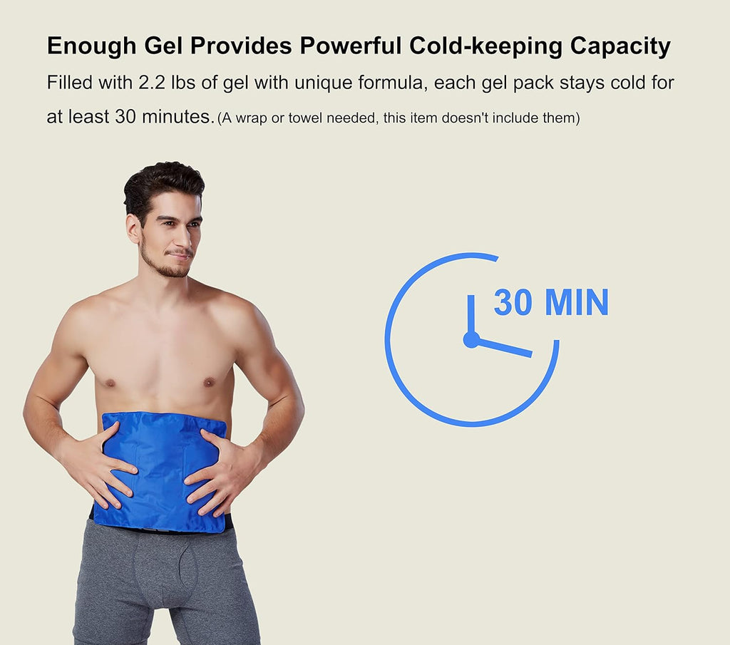 Large Flexible Gel Ice Pack for Injuries Reusable Hot Cold Compress - Fit for Shoulder Arm, Back, Hip, Knee, Shin