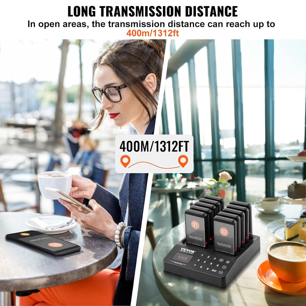 Restaurant Pager System,Touch Screen Keyboad Wireless Long Range Lineup Waiting Queue Signal, Guest Customer Calling