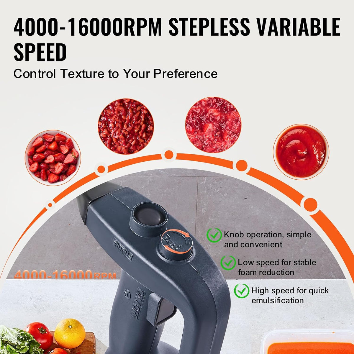 Commercial Immersion Blender, 350W Heavy Duty Hand Mixer, 16 inch Stepless Variable Speed Mixer with Stainless Steel