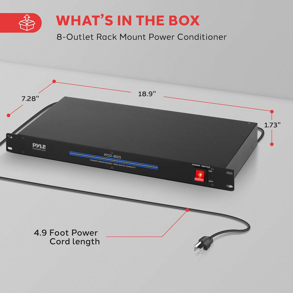 Pro 19'' Rack Mount 1800 Watt Power Conditioner with 8 Outlets