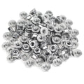 HELIFOUNER 100 Pieces #10-32 Flange Nuts, Serrated Flange Hex Lock Nuts Assortment Kit, 304 Stainless Steel (18-8), Bright Finish, Fine Thread