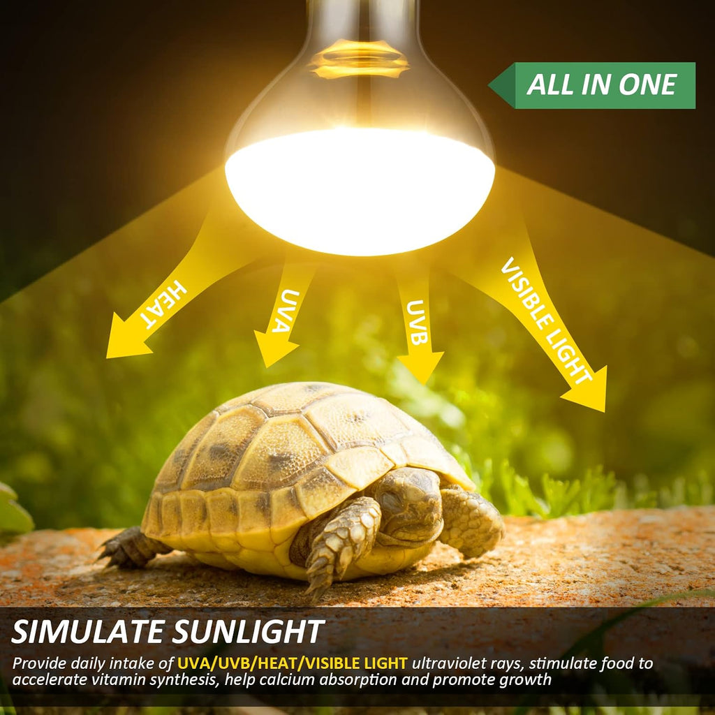 100W Reptile Heat Lamp Bulb Full Spectrum UVA UVB Sun Light for Reptile and Amphibian Use