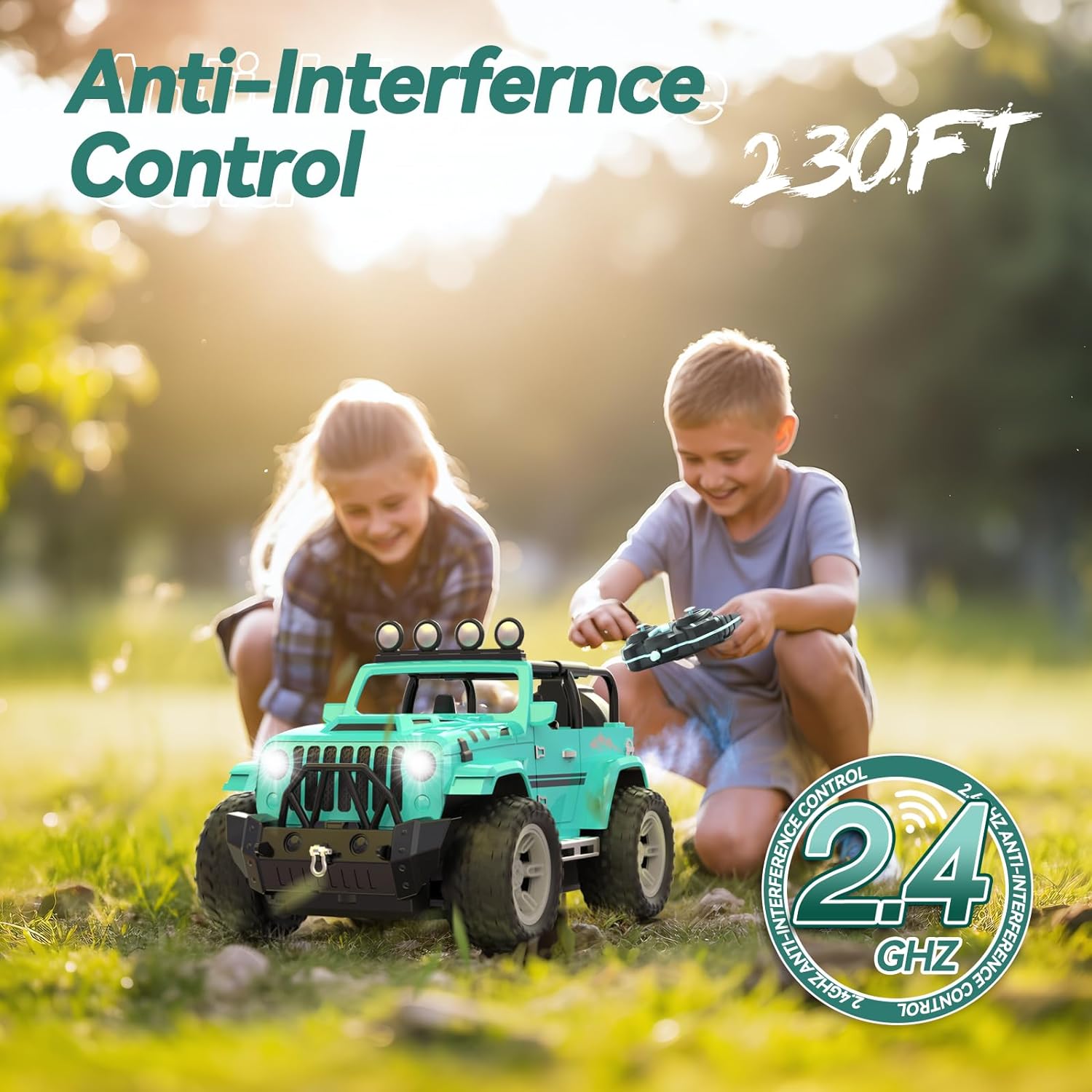 Remote Control Car with Fog Mist & Music, 1:16 Remote Control Truck for Boys, 2.4Ghz RC Car Toy with 2 Batteries, All