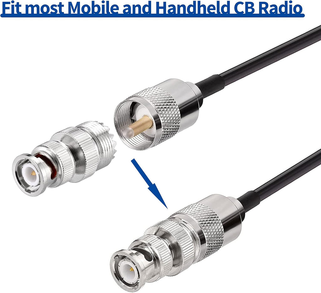 27MHz CB Radio Antenna Magnetic Base Soft Whip PL259 & BNC Male Compatible with Cobra Midland Uniden Maxon President