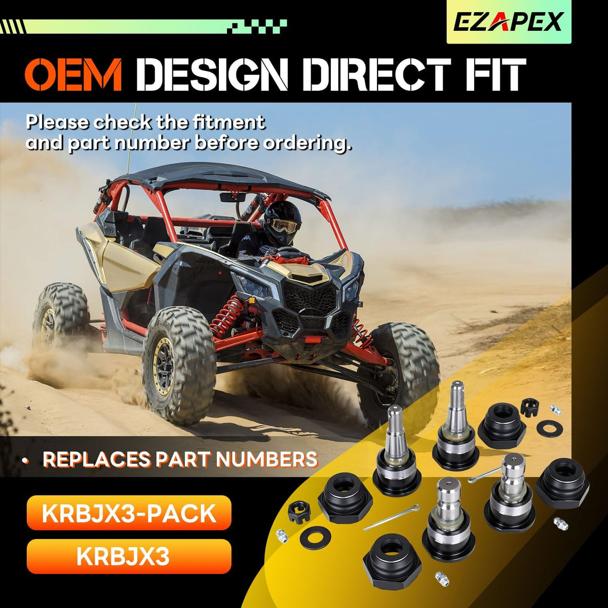 KRBJX3-PACK Upgraded Heavy Duty Replacement Ball Joint Compatible with 2017-2023 Can-Am Maverick X3