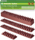 Bird Spikes - 12-Piece, 12 Ft Total, Woodpecker - Animal Deterrent & Plastic Spike Strips for Outdoor Fence