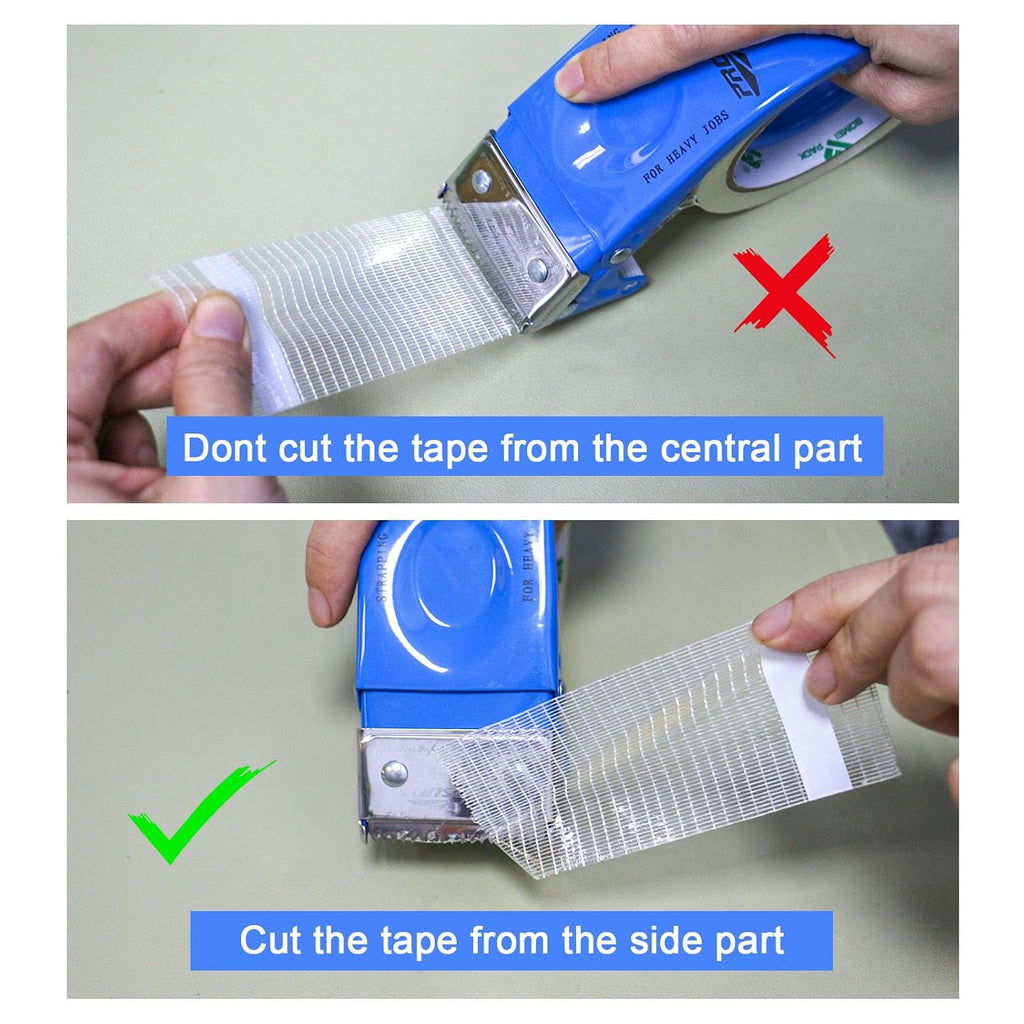 3Rolls Filament Strapping Tape 2Inch with Dispenser, Heavy Duty Fiberglass Reinforced Packing Tape for Shipping