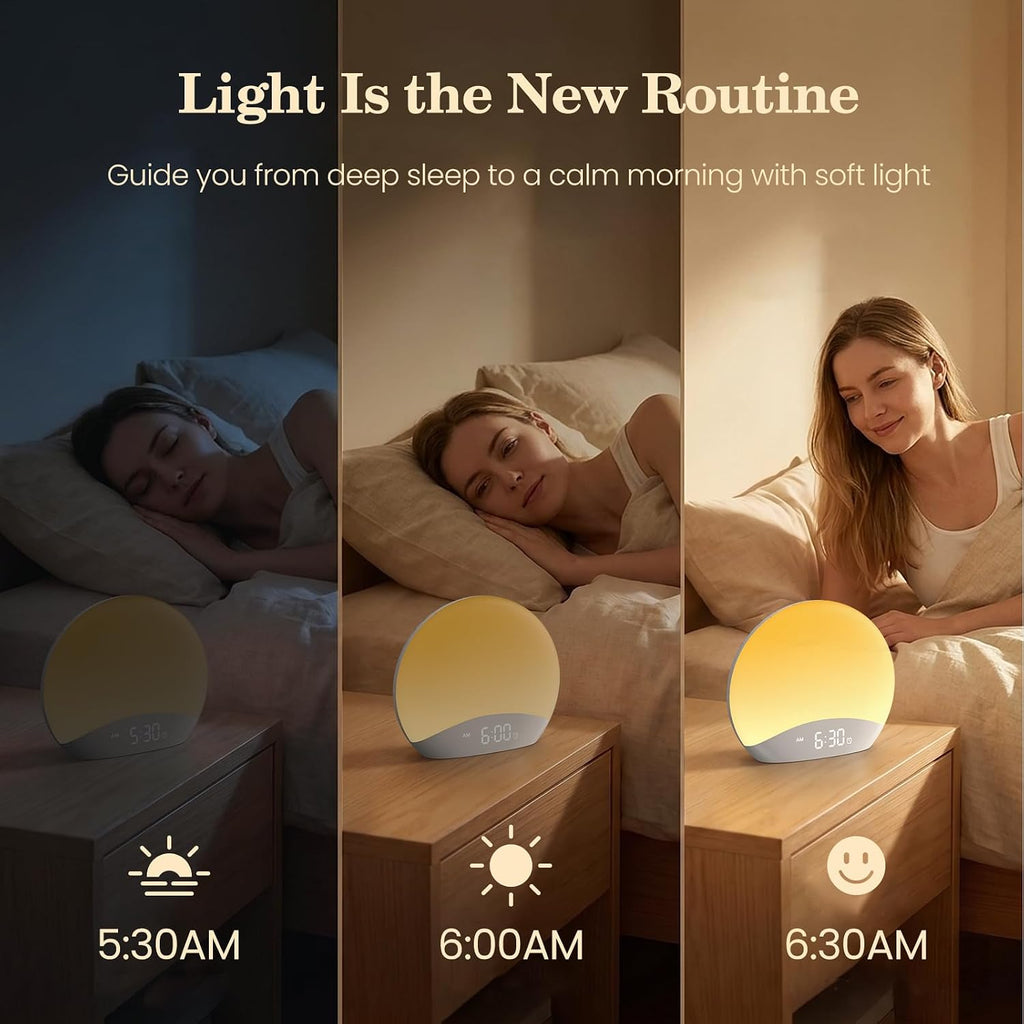 Sound Machine Sunrise Alarm Clock with Night Light for Bedrooms | 26 Nature Inspired Sleep Sounds, 0-100% Dimmable