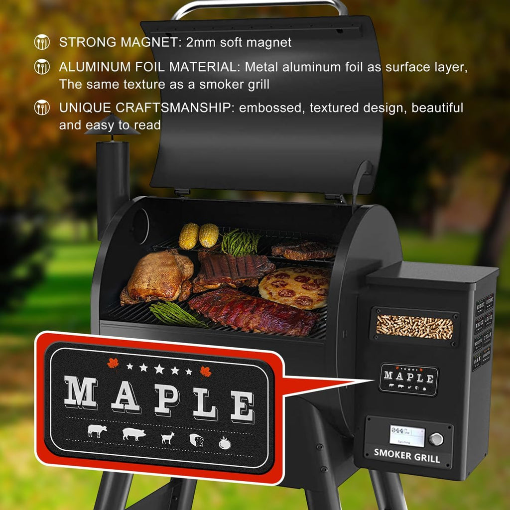 Wood Pellets for Smoker - Magnet Labels, Accessories for Pellet Smoker Grill, Metal Material, Frosted Design, Perfect