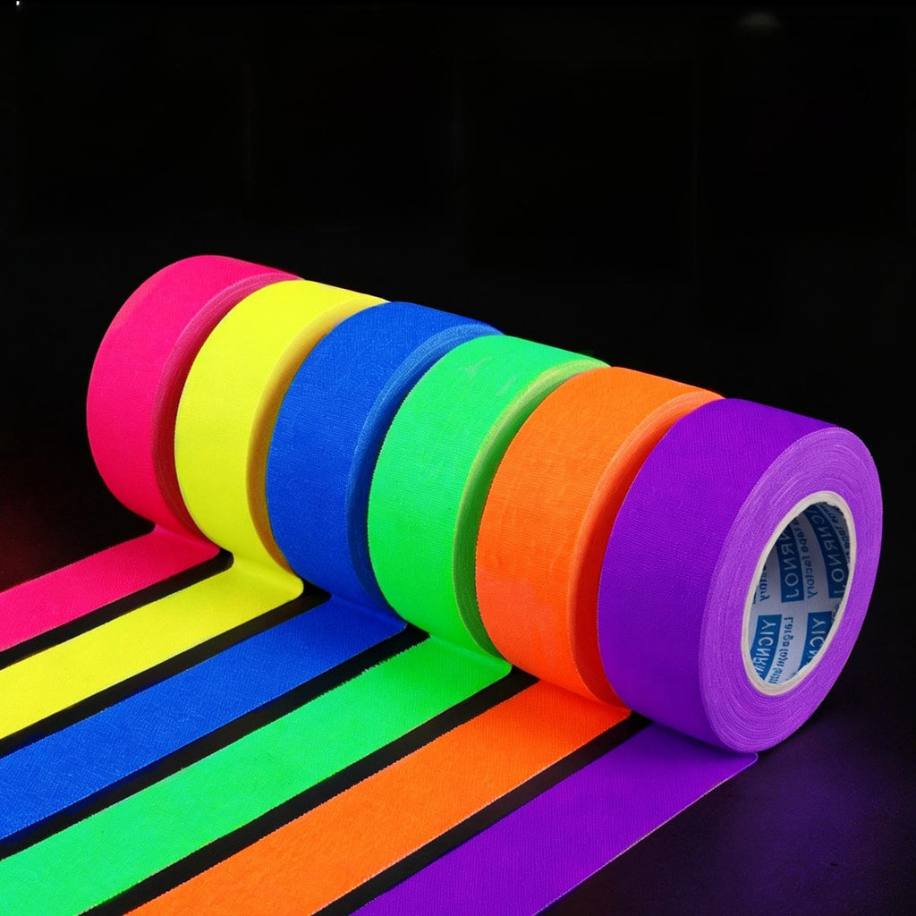 6-Pack 1in x 32.8ft Neon Gaffer Tape, Strong & Fluorescent Glow