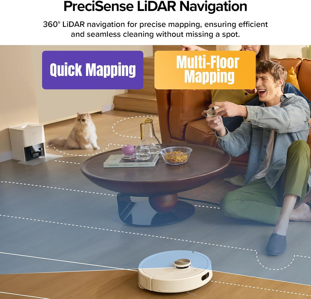 Q7 M5+ Robot Vacuum and Mop, Up to 7-9 Weeks Self-Empty, 10000Pa | Upgraded from Q5 Max+, Dual Anti-Tangle System for