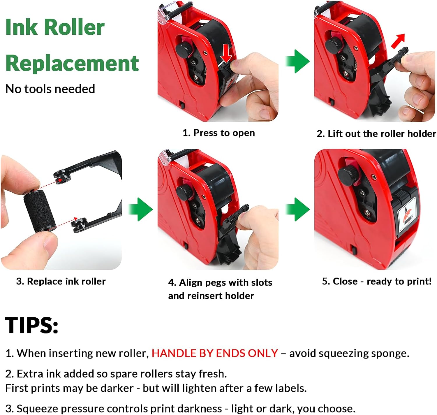 1-Line 8-Digit Price Gun Kit (Model NT5500, Red) | Kit includes price gun, price labels, ink roller, instruction manual