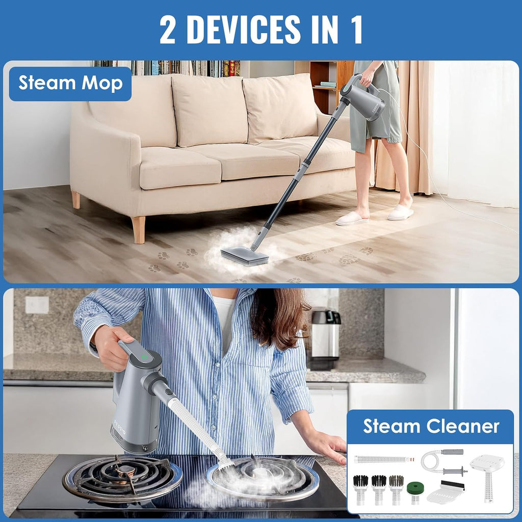 Steam Mop & Detachable Handheld Steam Cleaner for Home and Floor | 15s Heat-Up, 230°F Floor Steamer for Deep Cleaning