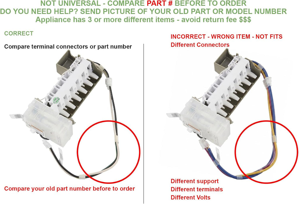 W11554919 W11579560 4979490 CKD658802X compatible with Whirlpool Refrigerator Ice Maker Assembly NON OEM Part fits old number W11554919 W11579560 4979490