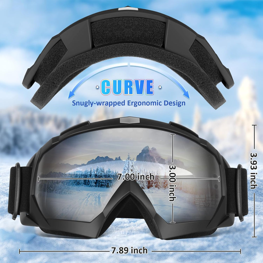 Ski Goggles, OTG Snowboard Goggles for Men Women & Youth, Winter Sport Anti Fog Snow Goggles - UV400 Protection
