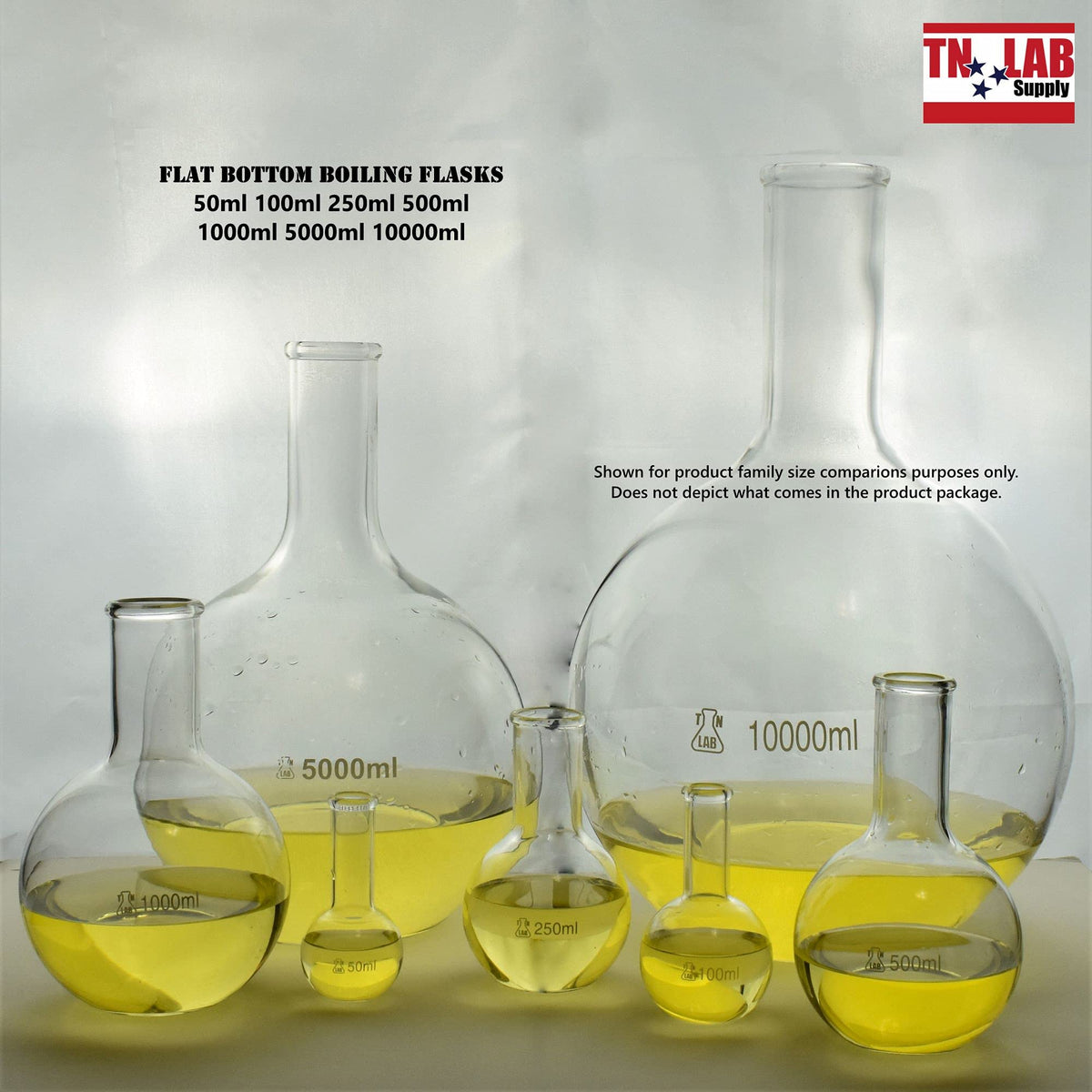 TN LAB 100ml Flat Bottom Boiling Flask Heavy-Wall Borosilicate 3.3 Glass