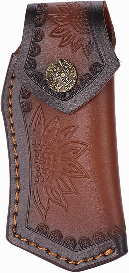 1Pc Pocket Knife Sheath Leather Folding Knife Holster Belt Pouch for 5" Folding Pocket Knife Case Outdoor Camping EDC