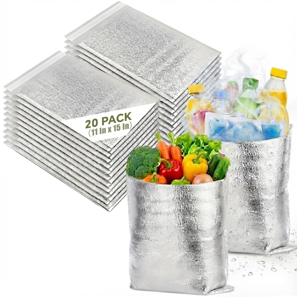 20-Pack Insulated Shipping Bags, 11 x 15-Inch Thermal Liners