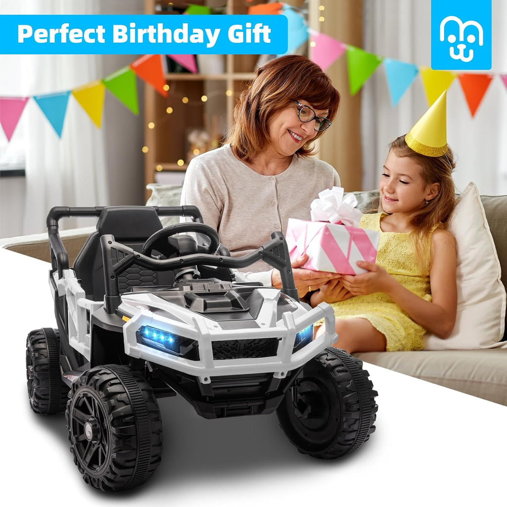 12V Kids Ride on Truck Car with Remote Control, Electric Off-Road UTV for Toddlers, Bluetooth Music, Suspension