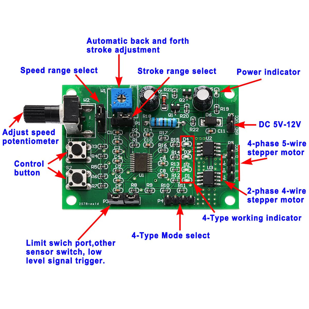 DC 4V-6V 5V 2-Phase 4-Wire Stepper Motor Driver Controller Board