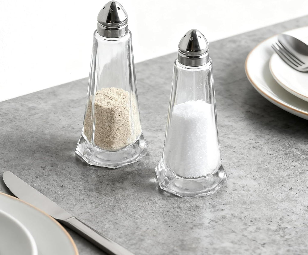 Set of 24 Tower Glass Salt and Pepper Shakers Bulk 40ml Small Tower Spice Shakers Refillable Glass Salt Shaker with