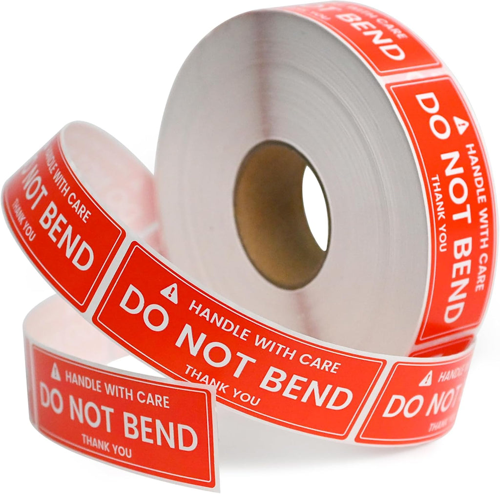 1x3 Inches 1000 Handle with Care - Do Not Bend Stickers