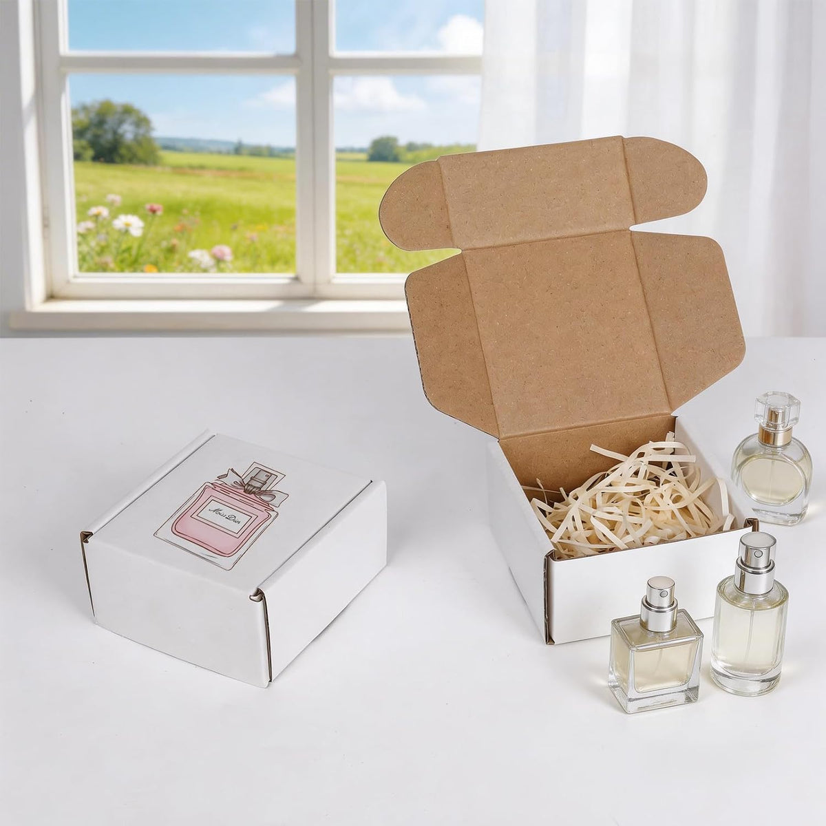 4" x 4" x 2" White Corrugated Cardboard Shipping Boxes Set of 25