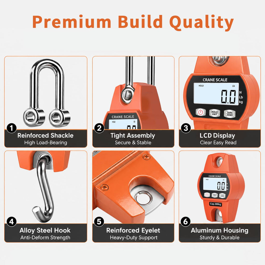 Digital Hanging Scales for Weighing, 660lb Crane Scale for Farm Hunting
